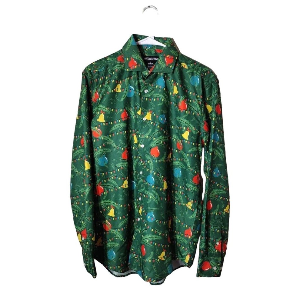 Suitmeister Christmas Shirt Mens Medium Long Sleeve Bells Garland Holiday Fun